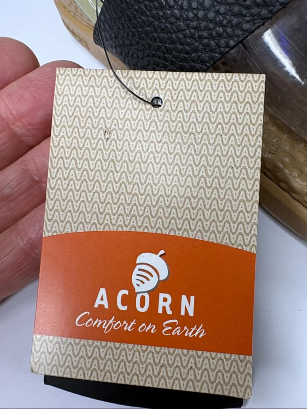 NWT Acorn Black Leather Crisscross Strap Slide Sandals